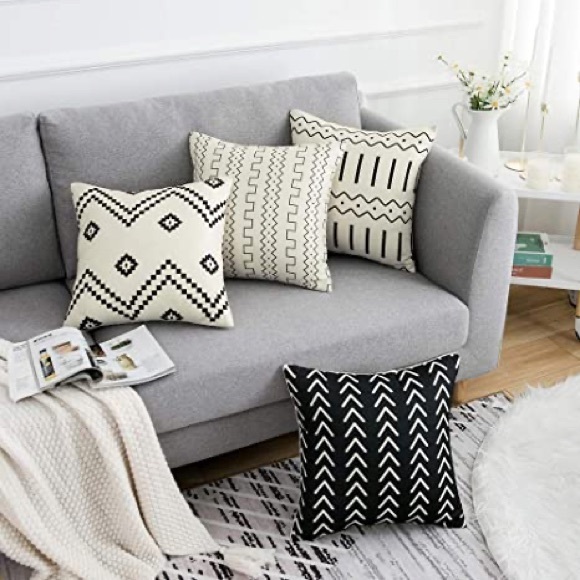 Set of 4 Modern Boho Geometric Throw Pillow Covers - Picture 4 of 5
